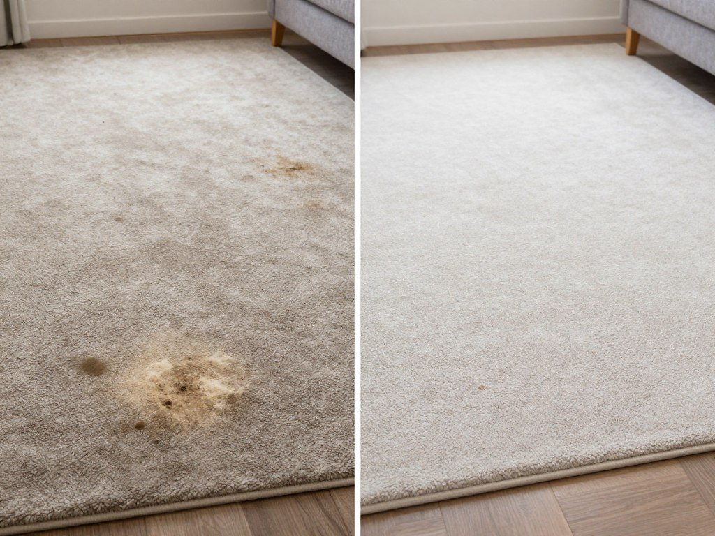 Before and after comparison showing allergen reduction from carpet cleaning in Lake Geneva Wi