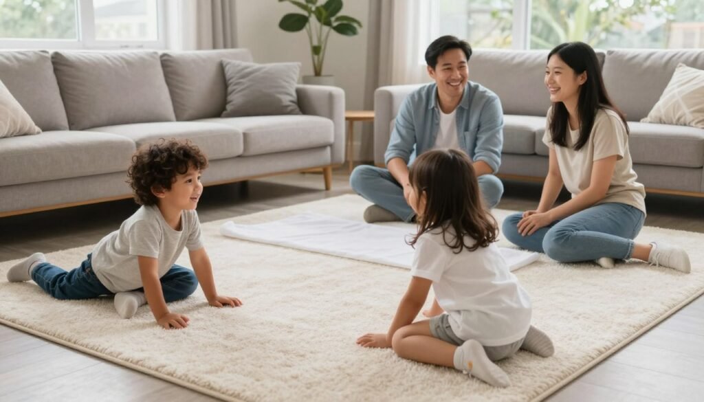 Happy Lake Geneva family in their freshly cleaned home