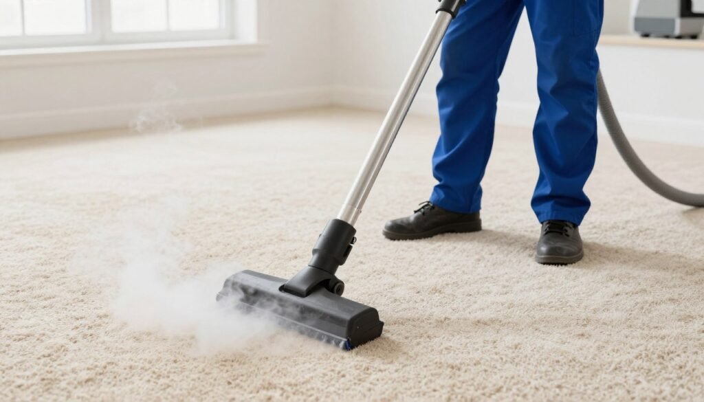 Professional carpet cleaning equipment removing allergens from Lake Geneva Wi residential carpet