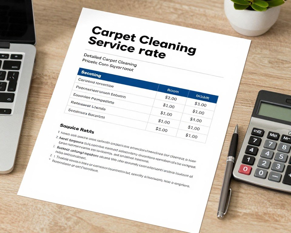 Transparent pricing sheet for carpet cleaning services in Lake Geneva
